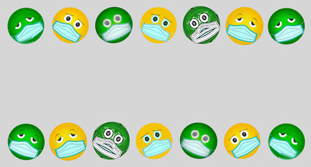 Fototapeta premium beautiful illustration of a smiley face in a medical mask, virus protection