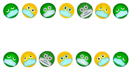 beautiful illustration of a smiley face in a medical mask, virus protection