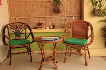 Rattan table and chairs for an environmental friendly and sustainable lifestyle furniture 