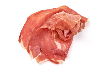Prosciutto meat, Traditional smoked jamon, isolated on white background