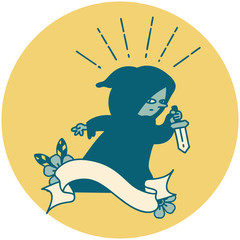 icon of tattoo style assassin with knife