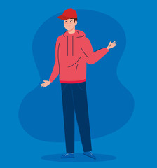 young man with cap avatar character icon vector illustration design