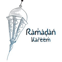 Sketch of Ramadan Lantern with grunge Background. Vector Illustration