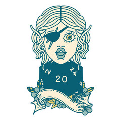 elf rogue with natural twenty dice roll illustration