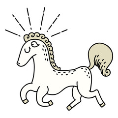 traditional tattoo style prancing stallion