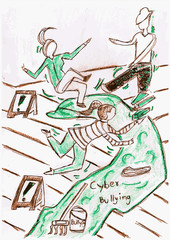 Cyberbullying concept. Teenage Girl Being Bullied By abusive text messages. vector illustration