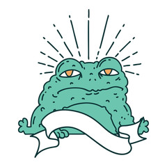 banner with tattoo style toad character