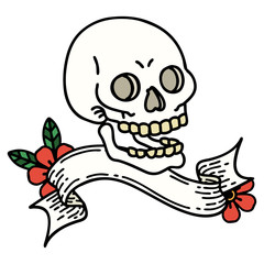 tattoo with banner of a skull