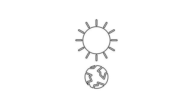 Black line Solstice icon isolated on white background. 4K Video motion graphic animation