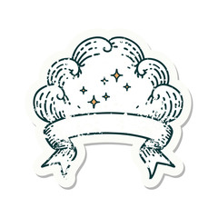 grunge sticker with banner of a cloud
