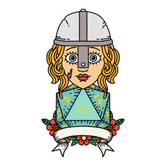 human fighter with natural 20 roll illustration