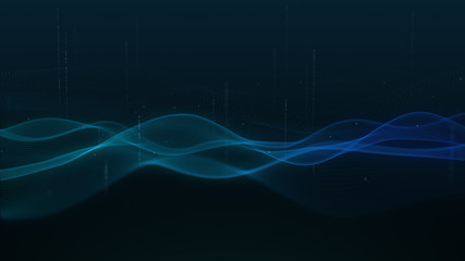 beautiful abstract wave technology digital network background with blue light digital effect corporate concept