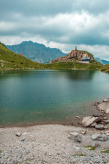 The Volaia lake in a cloudy summer day