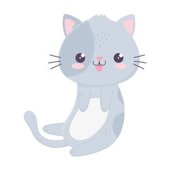 kawaii cute cat mascot cartoon isolated icon