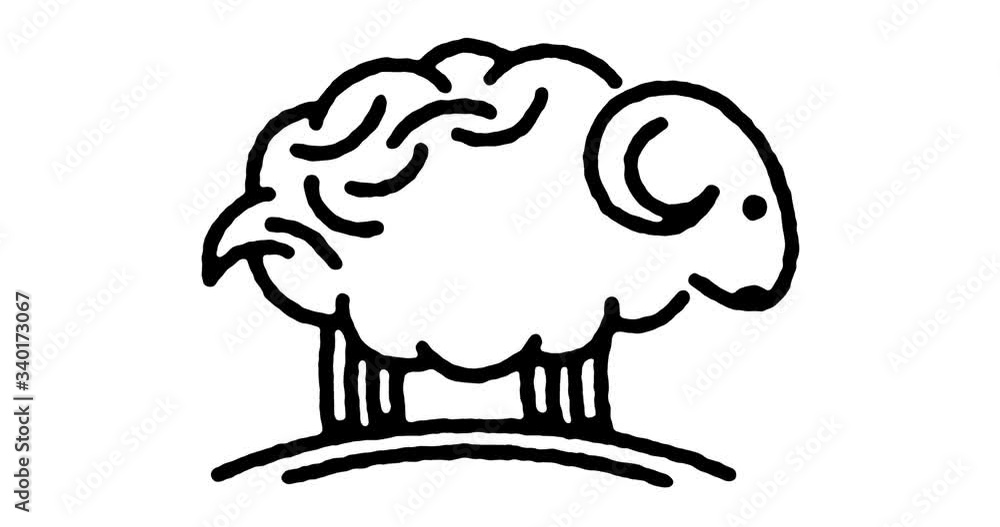 Poster hand drawn sketch icon animation for livestock raising to use as video design element. minimalistic 