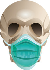 Skull head in medical mask virus protection. Coronavirus epidemic covid-19