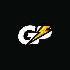 Initial Letter GP with Lightning