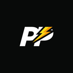 Initial Letter PP with Lightning