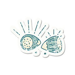 Fototapeta premium grunge sticker of tattoo style hazelnuts
