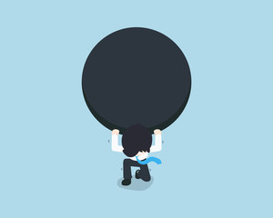 SD Business Man bearing a giant black ball on his back alone