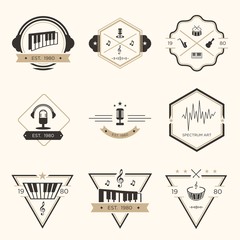 Set of vintage retro music logo. Vector Illustration