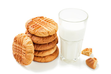 Homemade peanut butter cookies isolated on white background