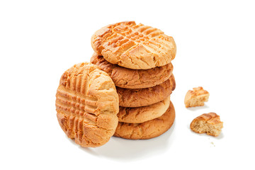 Homemade peanut butter cookies isolated on white background