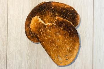 Healthy breakfast. Two wheat breads on a white background.