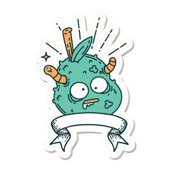 sticker of tattoo style rotten pear