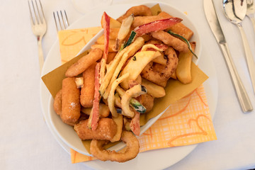 Fried vegetable close up view