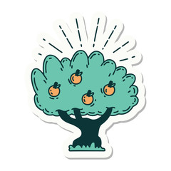 sticker of tattoo style apple tree