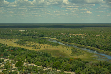 Obraz premium Botswana landscape from the air shows its many waterways and its natural beauty
