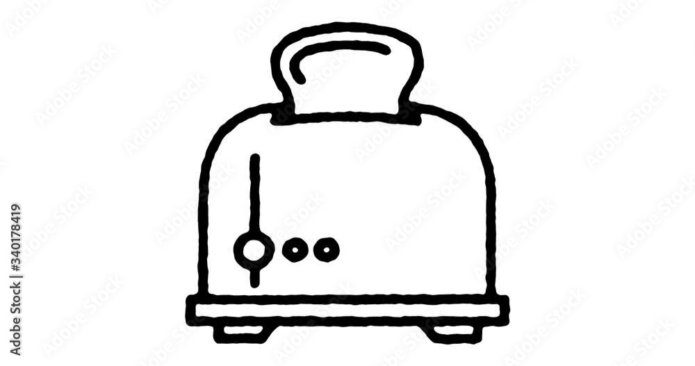 Poster hand drawn sketch icon animation for toast rack to use as video design element. minimalistic symbol 