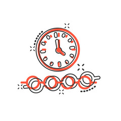 Fototapeta premium Timeline icon in comic style. Progress cartoon vector illustration on white isolated background. Diagram splash effect business concept.
