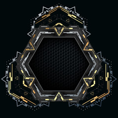 Futuristic frame with metallic elements.