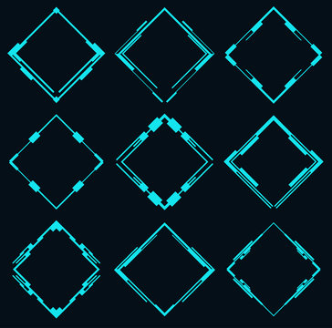 Set of futuristic rhombuses for hud interface.