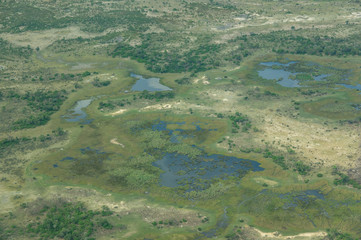 Botswana landscape from the air shows its many waterways and its natural beauty