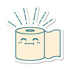 sticker of tattoo style toilet paper character