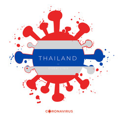 Coronavirus in grunge style with color splashes and national flag : Vector Illustration