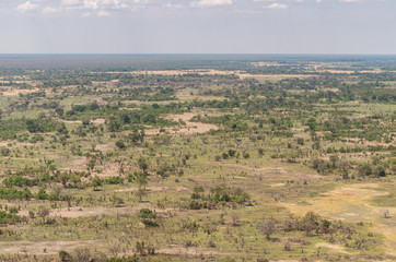 Botswana landscape from the air shows its many waterways and its natural beauty