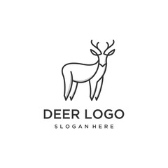 Deer outline logo design vector template. Design deer premium logo