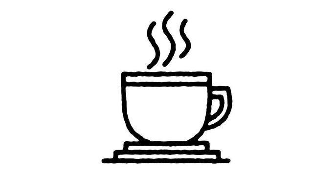 Hand drawn sketch icon animation for drink coffee to use as video design element. Minimalistic symbol made for motion graphic, can be used as loop item, has alpha channel.