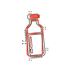 Bottle milk icon in comic style. Flask cartoon vector illustration on white isolated background. Drink container splash effect business concept.