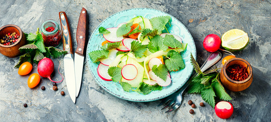 Fresh green salad with nettle