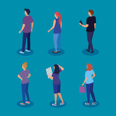 campaign of social distancing for covid 19 with people vector illustration design