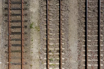 Train Tracks Detail from Above. Close up