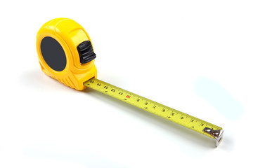 Yellow measuring tape isolated on white background, 6in.