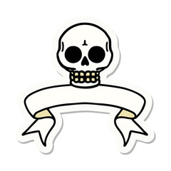 tattoo sticker with banner of a skull