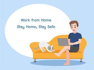 Working from home, Stay home stay safe. Social Distancing, People keeping distance for decrease infection risk and disease for prevent virus Covid-19.Coronavirus Disease. Health care concept