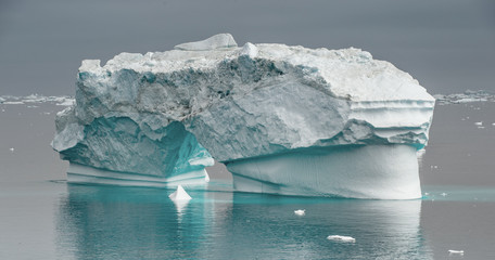 Icebergs at Sunset. Disko Bay, Western Greenland.